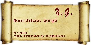Neuschloss Gergő névjegykártya